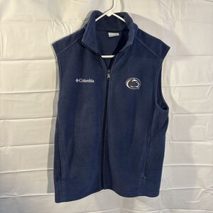 Penn State Nittany Lions Vest Mens Medium Blue Columbia Fleece Football NCAA Zip